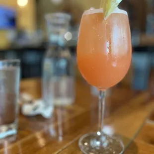 a drink in a glass