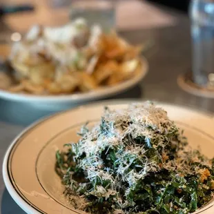 Kale salad, truffle house chips