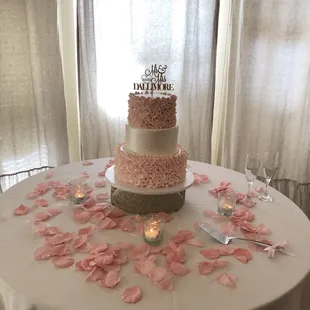 Butter Cream Icing  Pink Pearl Ruffles  Wedding Cake! Amazing!