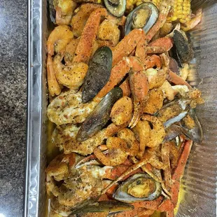 a container of seafood