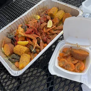 #10 snow crab mild and garlic butter shrimp