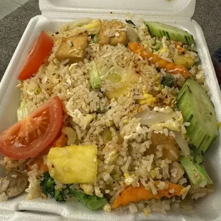 Pineapple fried rice.