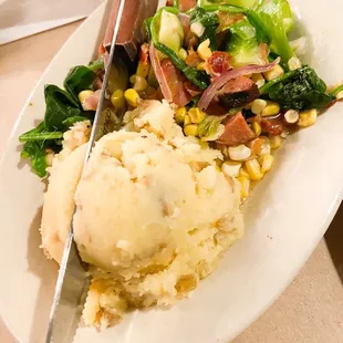 Succotash and mashed potatoes