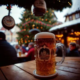 a mug of beer on a table