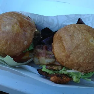 2 mini burgers:  1 original &amp; 1 salmon