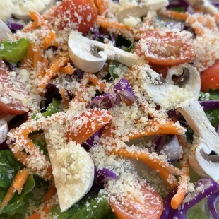 a close up of a salad