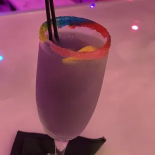 Colorful sugar rim, all of Krush drinks are great tasting