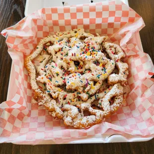 Regular Funnel Cake add sprinkles