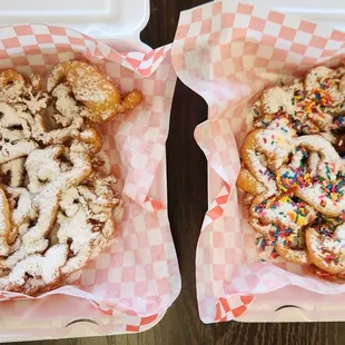 2x Regular Funnel Cake, one add sprinkles