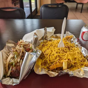 Original LA hotdog with chilli cheese fries