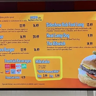 Prices at the cashier.