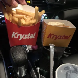 So we calling this a large order of fries?? Buns were dry and old.