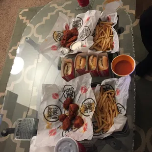 Wings, fries, &amp; burger combo