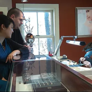 Watch Brad set your diamond or put the finishing touches on your custom design.