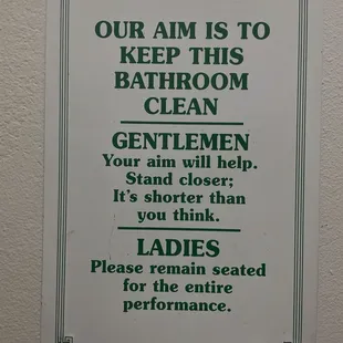 A washroom reminder.