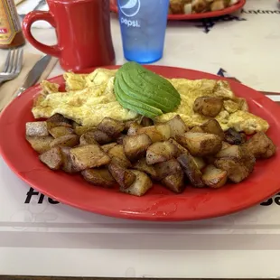 Avocado and cheese omelette.