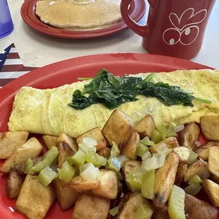 Baby spinach and cheese omelette.