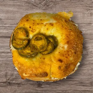 Jalapeño bagel with cream cheese