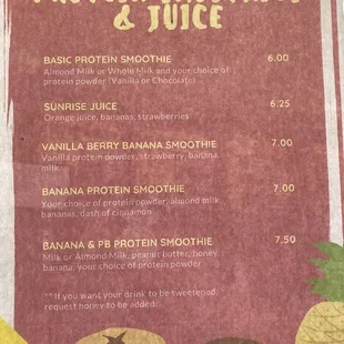 smoothie drinks now offered