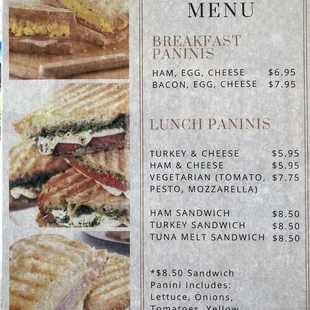 Panini menu