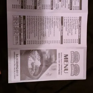 A March 2017 menu from the restaurant inside kukje market, 1/2