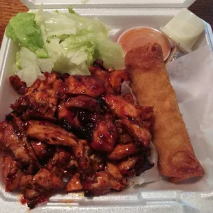 Spicy chicken and egg roll combo