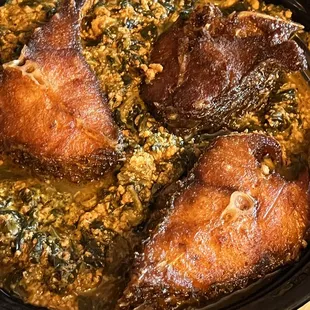 a pan of food