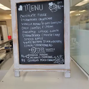 a menu on a chalkboard