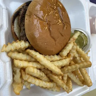 Burger and fries
