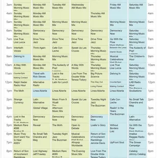 Current schedule as of the week of Aug 4, 2024. The schedule is updated at least monthly.