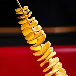 a spiral of potato chips