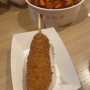 Yum! Fresh Korean hotdog with my favorite dduckboki