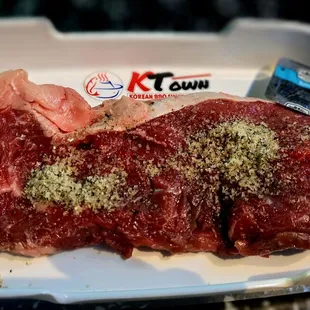 salt and pepper ribeye, almost ready for the grill
