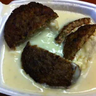 Biscuit and Gravy with 2 Sausage Patties - only $2.11