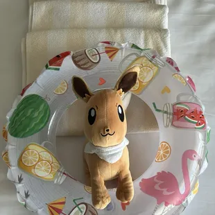 a stuffed animal in a float
