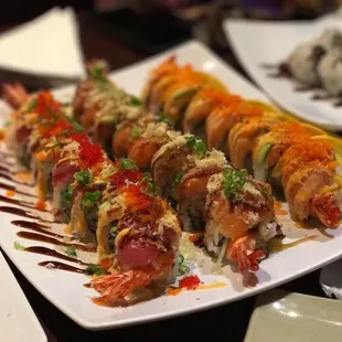 Sexy dragon, brown dragon and tangerine dragons...all the dragon rolls are delicious!