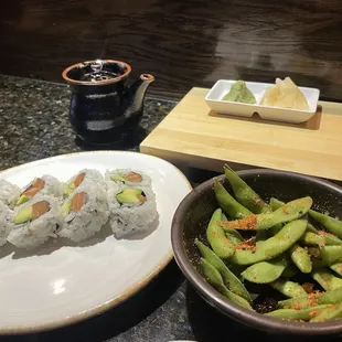 Spicy Edamame Salmon Avocado Roll