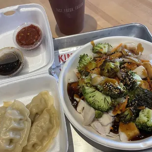 Tokyo Chicken, Chicken Dumplings, Honey Ginger Tea