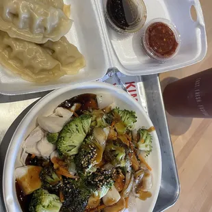 Tokyo Chicken, Chicken Dumplings, Honey Ginger Tea