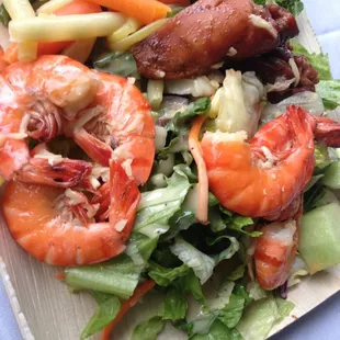 Huge garlic shrimp in the dinner (also had taro bread, salad, rice, mashed potato, veggies, Teri chicken, shrimp, prime rib)