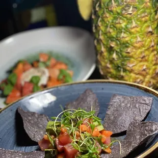 Tuna Tartare/Caribbean Burrata Salad/Piña Loca