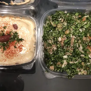 Small hummus and a medium tabbbouli