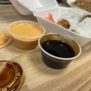 Eel sauce and Spicy Mayo
