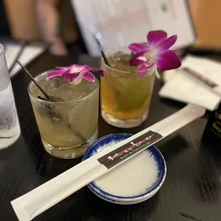 Lotus flower drink and gin cocktail