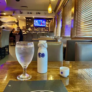 Water, Menu and sake