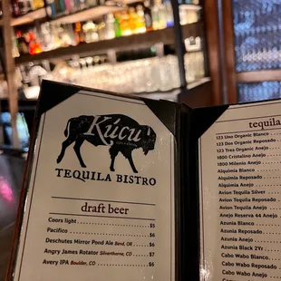 Tequila bistro menu and bar preview.