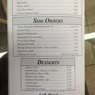 a menu for a restaurant
