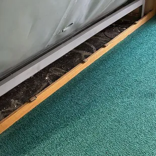 Under the Murphy bed, there was dust bunnies and dirt.