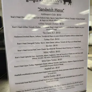 menu