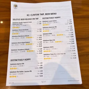 menu